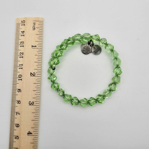 Alex & Ani Infused + Energy Green Glass Beaded Wrap Style Charm Bracelet - Picture 4 of 6